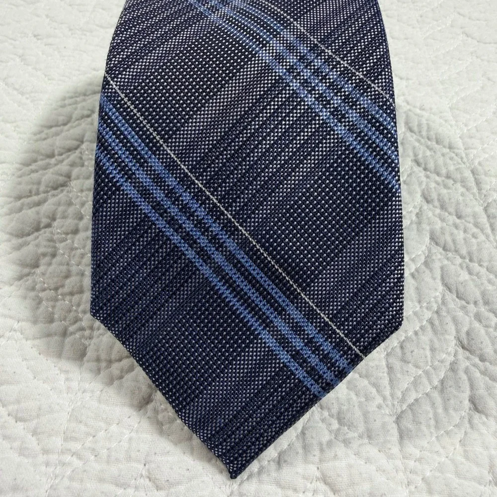 Tommy Hilfiger Necktie Men's Blue Preppy Designer Plaid Silk Blend 58